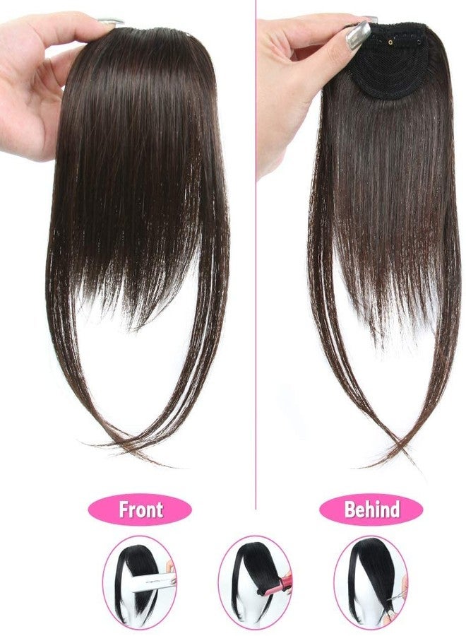 Dsoar Clip-in Bangs: Thick Real Human Hair Side Bangs, Natural Straight Fringe Hair Extensions (Dark Brown, with Temples) - Image 3